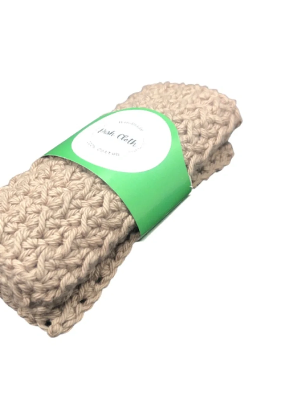 Handmade Crochet Dish Cloth, 100% Cotton Reusable Kitchen Washcloth, Khaki
